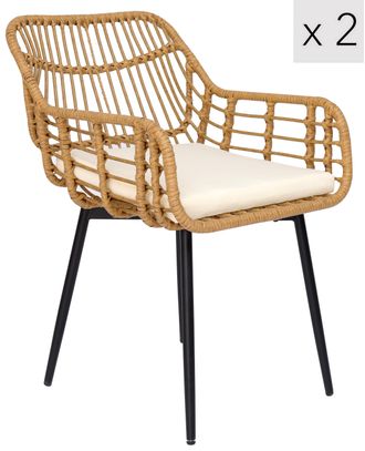 Nordlys Set of 2 Chairs with Metal Legs in Brown