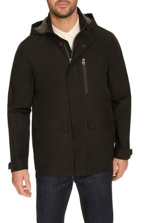 Cole Haan Water Resistant Hooded Windbreaker in Black at Nordstrom, Size X-Large