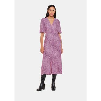 Whistles Diagonal Snake Midi Dress in Pink/multi at Nordstrom, Size 14