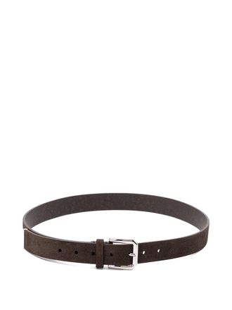 Brunello Cucinelli silver-buckle leather belt - men - CALFSKIN - 110 - Brown