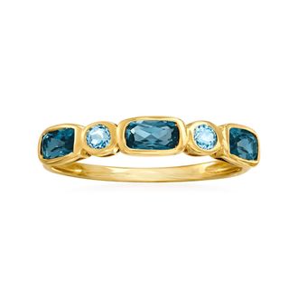 Ross-Simons London and Sky Blue Topaz Ring in 14kt Yellow Gold
