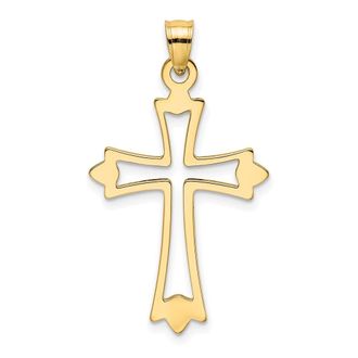 Diamond2Deal 14k Gold Polished and Cut-Out Cross Charm Pendant