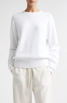 Toteme Classic Organic Cotton Crewneck Sweater in Optic White at Nordstrom, Size X-Small