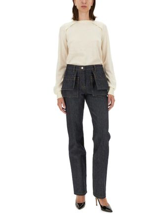 Helmut Lang Wool and Silk Jersey Sweater - White