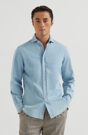 Brunello Cucinelli Lightweight denim shirt in Light Blue Denim at Nordstrom, Size Xxx-Large Eu