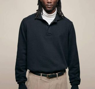Merz b. Schwanen Sturdy Cotton Interlock Rugby Jersey Shirt In Black