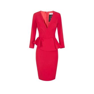 Elisabetta Franchi Ab-010-67E2-V400 Midi Jurk - Dames - Jurken - Rood - Maat: L