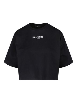 Balmain Crop Logo T-Shirt