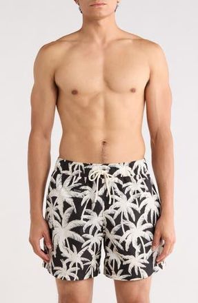 Palm Angels Palm Tree Print Swim Shorts in Black/white at Nordstrom Rack, Size X-Large
