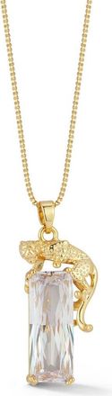 Chloe and Madison Cubic Zirconia Panther Pendant Necklace in Gold at Nordstrom Rack