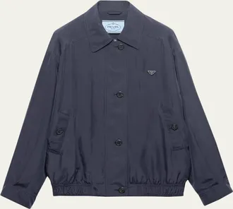Prada Silk Zip-Up Bomber Jacket