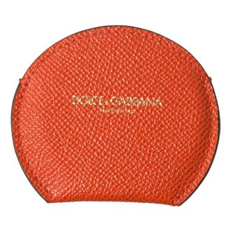 Dolce & Gabbana Oranje Leren Handspiegel Houder - Dames - Accessoires - Oranje - ONE Size - Leer - Accessoires