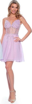 Dave & Johnny Glamorous Sweetheart Neckline Mini Dress In Lilac