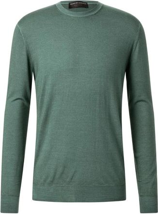 FILIPPO DE LAURENTIIS Rondgebreide trui - Heren - Ronde hals truien - Groen - XL - Wol - Truien & Vesten