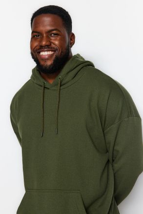 Trendyol MAN Heren Kaki Effen Lang Oversized Grote maten Sweatshirts