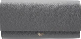 Celine Gray Leather Long Wallet (Bi-Fold) (Pre-Owned)