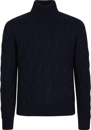 Drumohr Gevlochten Turtleneck Sweater - Heren - Coltruien - Blauw - XL - Truien & Vesten