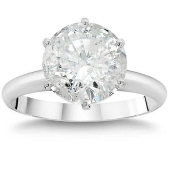Pompeii3 3ct Enhanced Round Diamond Solitaire Engagement Ring 14K White Gold Size Selectable