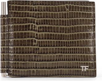 Tom Ford Leather Wallet With Croco Effect-Uomo