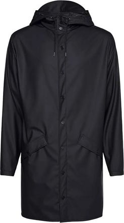 Rains Black Lightweight Waterproof Long Jacket, Size X-Small