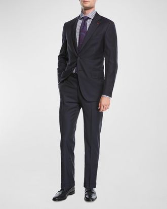 Isaia Solid Wool Two-Piece Suit