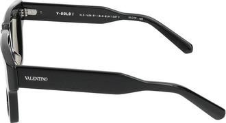 Valentino Unisex Vls-162a-51 V Square Acetate Frame Sunglasses Black