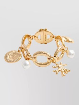 Self Portrait charm bracelet faux pearls gold tone brass