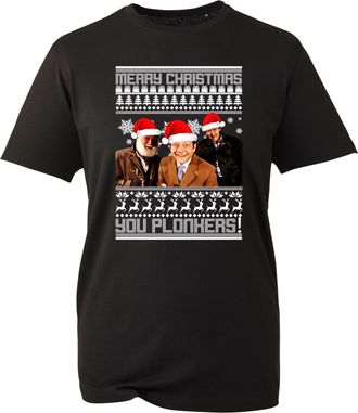 Generic Merry Christmas You Plonkers T-Shirt | Funny British Xmas Tee | Retro Comedy TV Inspired Top | Festive Gift for Him | Novelty Christmas Shirt (Black, 
