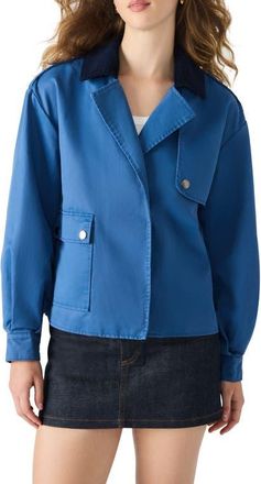 Steve Madden Luisa Twill Jacket in Dusty Blue at Nordstrom, Size Xx-Large