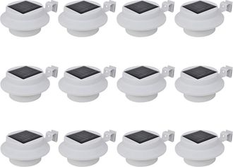 vidaXL L&aacute;mparas Solares Para Valla Exterior 12 Uds Led Negro Vidaxl