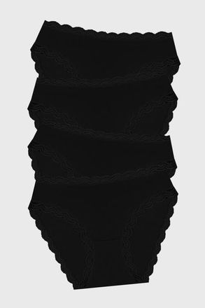 Stripe and Stare Mid Rise Knicker Four Pack in Black at Nordstrom, Size X-Small Uk