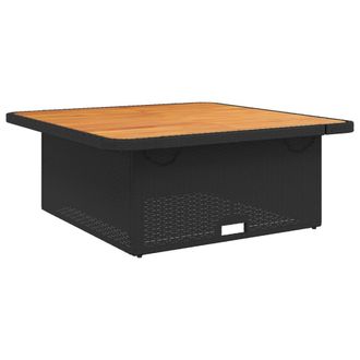 vidaXL Vidaxl - Mesa De Jard&iacute;n Madera De Acacia Y Rat&aacute;n Pe Negro 110x110x71 Cm