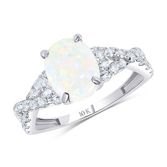MAX + STONE Solid 10k Yellow or White Gold Gemstone Oval Cut Birthstone Ring