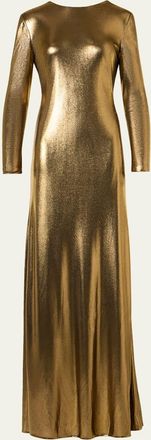 Akris Lurex Viscose Long-Sleeve Gown