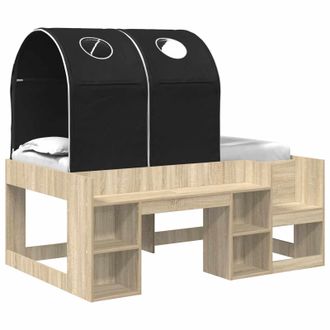 vidaXL Cama Con T&uacute;nel 3 Uds. Roble Sonoma Y Negro Madera De Ingenier&iacute;a Vidaxl