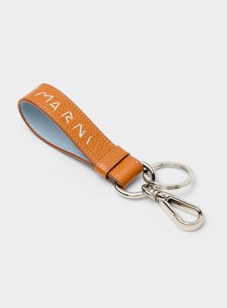Marni Mens Embroidered logo leather key chain