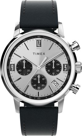 Timex Marlin Chrono Mens Black Watch TW2W10300 Leather - One Size