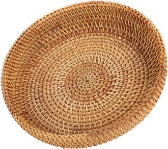 OEM Cesta De Mimbre Tejida Redonda Para Frutas, Pan, Bandeja De Mimbre Natural, Cesta De Mimbre Decorativa, Cesta De Almacenamiento Para Frutas, Verduras,