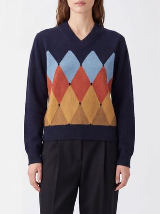 Ballantyne Argyle Pattern 100% Cashmere V-Neck Jumper