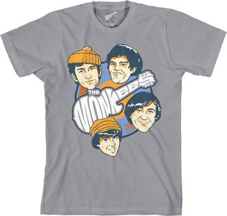 Rockoff Trade The Monkees Vinyl Heads Official Tee T-Shirt Mens Unisex (Large) Grey