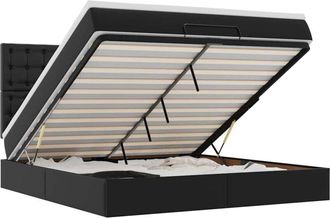 vidaXL Estructura Cama Otomana Colch&oacute;n Cuero Sint&eacute;tico Negro 180x200cm Vidaxl