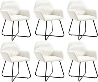 vidaXL Vidaxl - Sillas De Comedor 6 Unidades Tela Color Crema