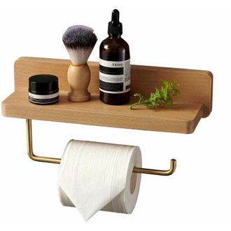 OEM Portarrollos Doble De Papel Higi&eacute;nico, Madera Maciza De Haya, Montaje En Pared, Autoadhesivo, Esquinas Redondeadas, Soporte Decorativo Para Rollo De P