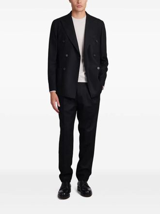 Santaniello double-breasted suits - men - Viscose/Wool - 46 - Black