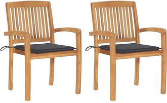 vidaXL Sillas De Jard&iacute;n 2 Uds Cojines Madera De Teca Gris Antracita Vidaxl