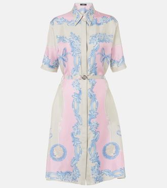 Versace Floral silk shirt dress