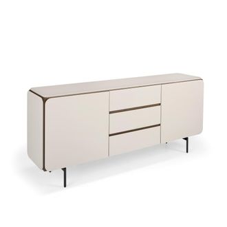 Pondecor Interiorismo Aparador de 2 puertas y 3 cajones crema mate y nogal 183x41x80cm