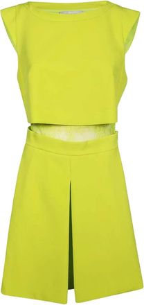Ermanno Scervino Abito corto plissettato con pizzo - Verde