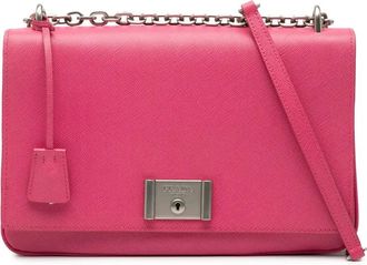 Prada 2018-2025 Saffiano Lux Lock Chain Flap crossbody bag - women - Leather - One Size - Pink