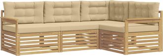 vidaXL Conjunto De Sof&aacute;s De Exterior 5 Uds. Y Beige Poli&eacute;ster Vidaxl